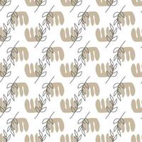 Seamless pattern with leaves and abstract shapes. Abstract Minimalistic Art. Cute kids nursery repeat background. Design in boho style for printing on textile or paper. vector