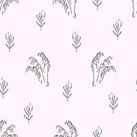 Seamless pattern with dry grass branches in line art style. Vector illustration.