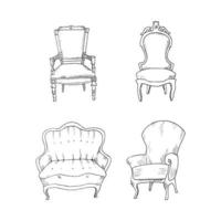 Antique Furniture Illustrations in Art Ink Style vector