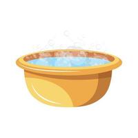 Basin with soap suds and water, washing clothes vector