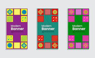 Set of Elements Geometric Shapes Background Vector. For Use of Vertical Banners, Brochures, Covers, Social Media Stories and More. vector