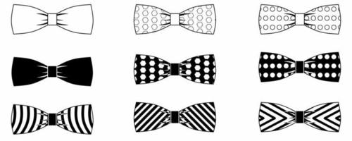 outline silhouette bow tie icon set with different style isolated on white background vector