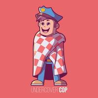 Undercover cop character vector illustration. Funny, abstract, comedy design concept.