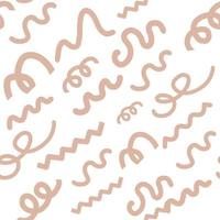 Trendy abstract vector seamless pattern. Beige doodles isolated on white background