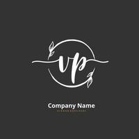 VP Initial handwriting and signature logo design with circle. Beautiful design handwritten logo for fashion, team, wedding, luxury logo. vector