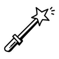 Download doodle icon of magic wand vector