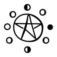 un icono dibujado a mano del pentáculo wicca vector