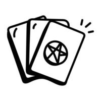 Ready to use doodle icon of tarot cards vector