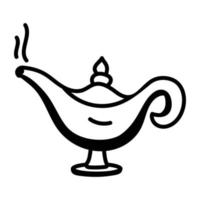 Check this doodle icon of genie lamp vector