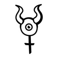 A customizable doodle icon of devil female vector