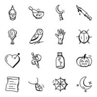 Set of Witchcraft Hand Drawn Icons vector