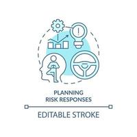 Planning risk responses turquoise concept icon. Risk management abstract idea thin line illustration. Options development. Isolated outline drawing. Editable stroke. vector