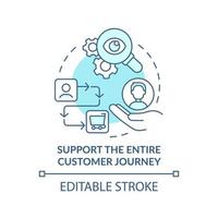 Support entire customer journey turquoise concept icon. People first mindset abstract idea thin line illustration. Isolated outline drawing. Editable stroke. vector