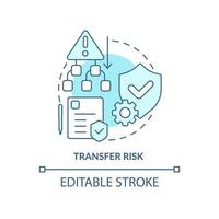 Transfer risk turquoise concept icon. Risk management step abstract idea thin line illustration. Shifting consequences. Isolated outline drawing. Editable stroke. vector