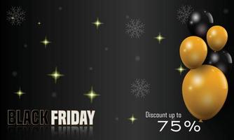 Luxury background black friday sale promotion banner with balloons decoration vector