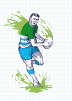 Rugby player running and passing ball png