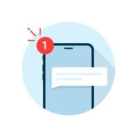 New message notification on smartphone concept illustration flat design vector eps10. modern graphic element for landing page, empty state ui, infographic, icon