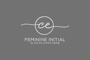 Initial CE handwriting logo with circle template vector logo of initial signature, wedding, fashion, floral and botanical with creative template.