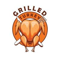 diseño de logotipo de pollo de pavo a la parrilla vector