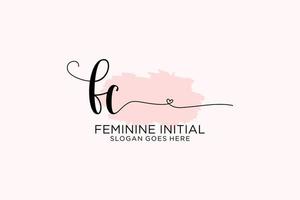 Initial FC beauty monogram and elegant logo design handwriting logo of initial signature, wedding, fashion, floral and botanical with creative template. vector