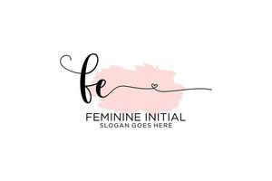 Initial FE beauty monogram and elegant logo design handwriting logo of initial signature, wedding, fashion, floral and botanical with creative template. vector