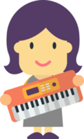 female pianist illustration in minimal style png