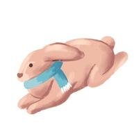 Cute cute rabbit in a blue scarf vector