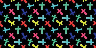 pattern with colorful crosses on a balck background. vector