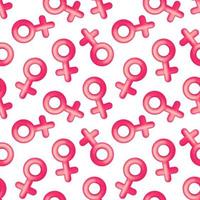 seamless pattern of pink female gender symbol vector