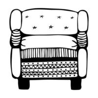 Chair, black and white doodle vector