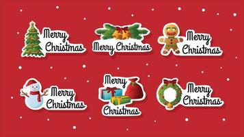 Merry Christmas Stickers Set vector