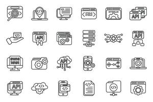 API icons set outline vector. Code develop vector