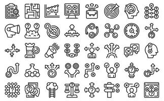 Making decisions icons set outline vector. Ability test vector