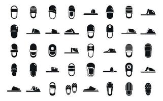 Home slippers icons set simple vector. Boot accessory vector