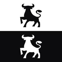 Silhouette style bull logo illustration vector