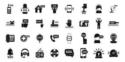 Sos icons set simple vector. Emergency fire