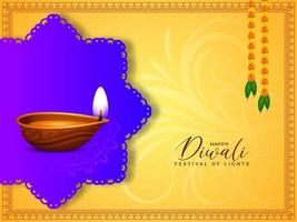 hermoso fondo feliz de saludo del festival de diwali con diya vector