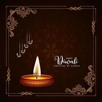 Beautiful Happy Diwali festival celebration greeting card design vector