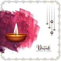 Happy Diwali indian cultural festival classic background with diya vector