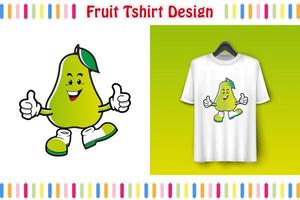 diseño de camisetas, personaje de frutas lindas en la camiseta, ilustración vectorial colorida dibujada a mano, estilo de dibujos animados vector