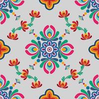 Ikat ethnic seamless pattern decoration design. Aztec fabric carpet boho mandalas textile decor wallpaper. Tribal native motif ornaments Ikkat traditional embroidery vector Hungarian polish Moravian