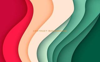 abstract colorful green, red brown papercut wavy overlap layers background. eps10 vector