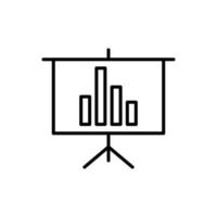 Simple vector isolated pictogram drawn with black thin line. Editable stroke for web sites, adverts, stores, shops. Vector line icon of progress bar on presentation board