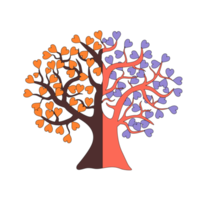 grand arbre aux feuilles bleues et oranges png