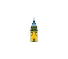 Galata Tower symbol and city landmark tourist attraction illustration. vector