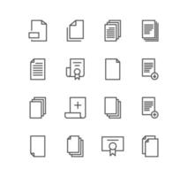 Set of document and paper icons, paper, download, infographic, favorite, page, text, file and linear variety vectors. vector