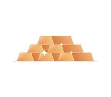 Stack of shiny gold ingots and financial growth busines success concept flat vector illustration.