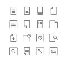 Set of document and paper icons, page, note, form, word, message and linear variety vectors. vector