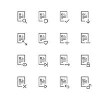 Set of business and technology icons, paper, document, file, folder, search, approve and linear variety vectors. vector