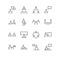 Set of business and communication icons, support, talk, work, speech and linear variety vectors. vector